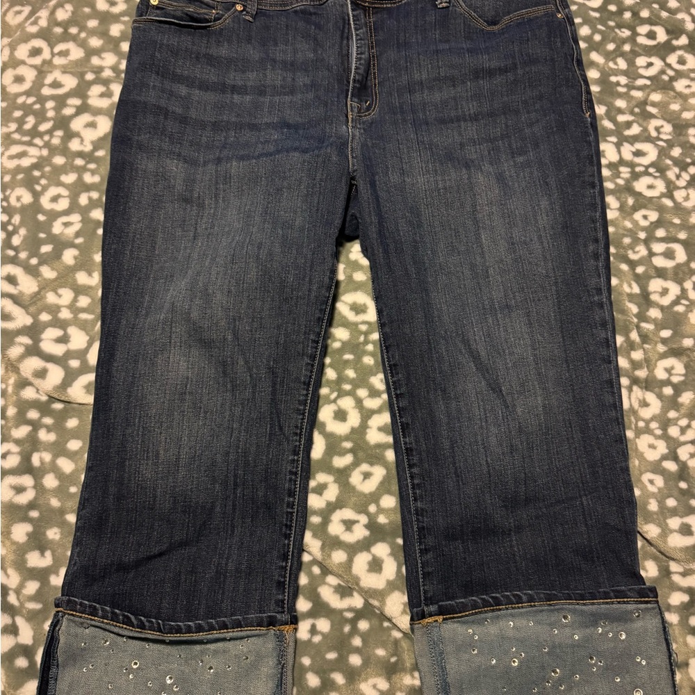 Seven7 Dark Blue Cropped Women's Jeans